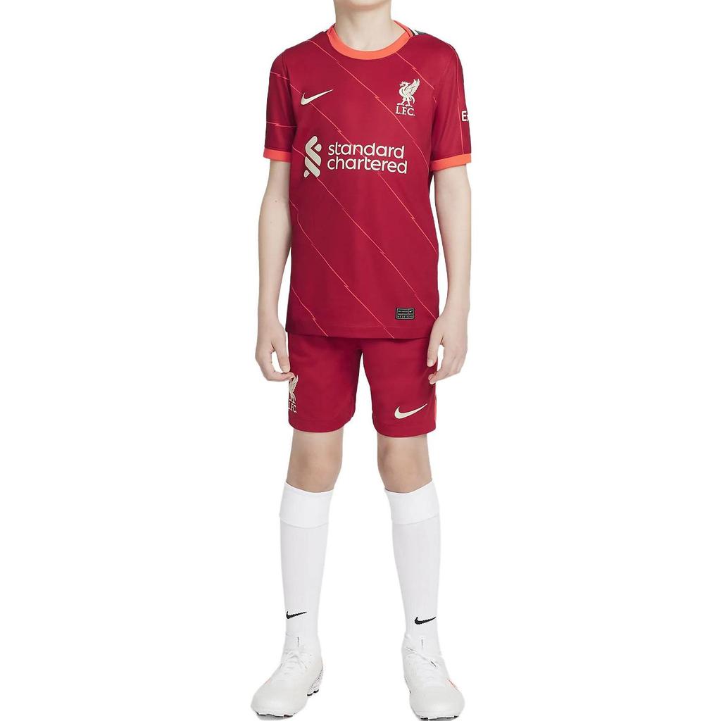 Nike Kids Ribbed Crew Neck Pullover Short-Sleeve Soccer Jersey Kids Tops Red DB2568-688