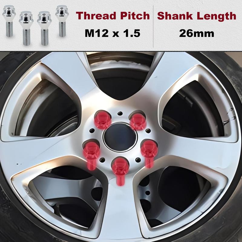 WheelBolts Locking Lug Nuts M12 x 1.5 with Locks Key For Nissan MICRA (K12) Qashqai NOTE (E11) Alloy Wheel Lug Stud & Taper Seat