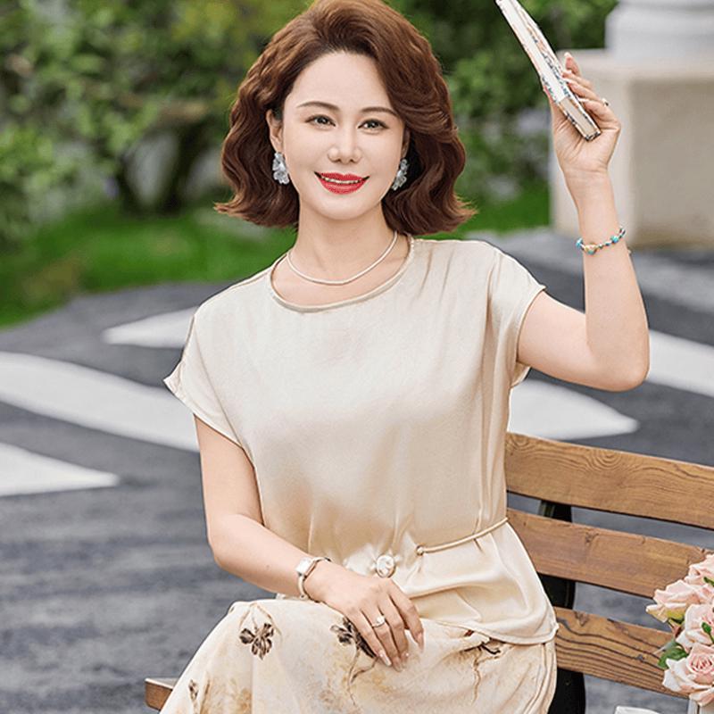 Elegant Embroidered Short Sleeve Summer Set for Women 3XL