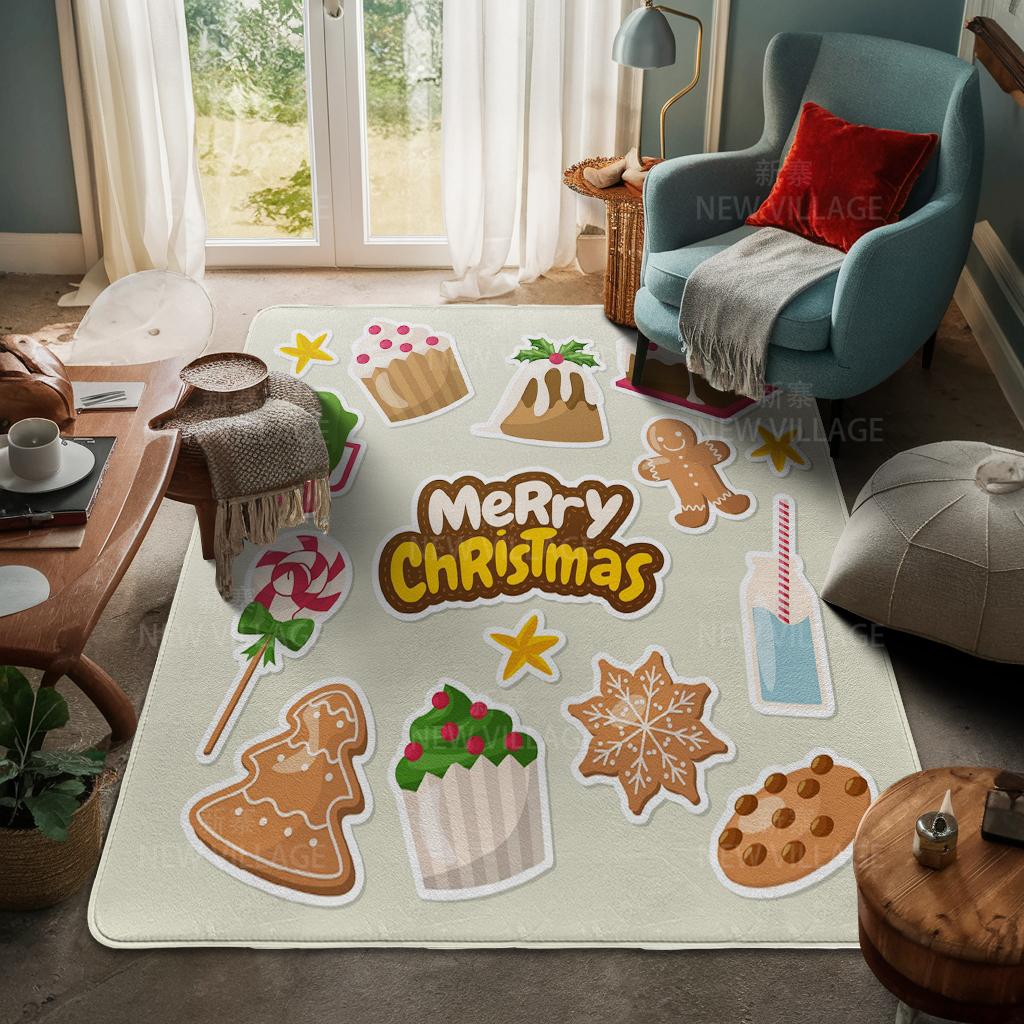 House Entrance Carpet Home Door Mat Living Room Bath Foot Bathroom Non-slip Water Absorption Rugs Bath Merry Christmas Winter