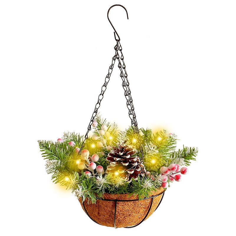 Stand Alone Christmas Basket Wreath Christmas Day Decorations Christmas Wreath Artificial Christmas Basket