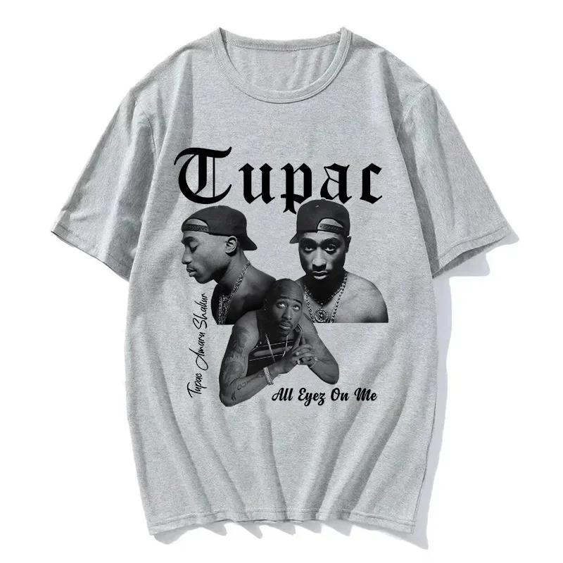 Rapper Tupac 2Pac Streetwear Hip Hop Fashion Short Sleeve Graphic Print T-shirt Men Women Harajuku Y2K Loose Casual Oversized Top Summer New Tee