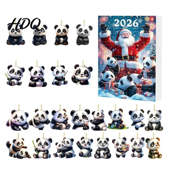 Kids Christmas Countdown Gift Panda Advent Calendars 2026 2D Acrylic Cute Hanging Ornaments for 2026 Holiday Box Xmas Tree 24 Days Calendar,