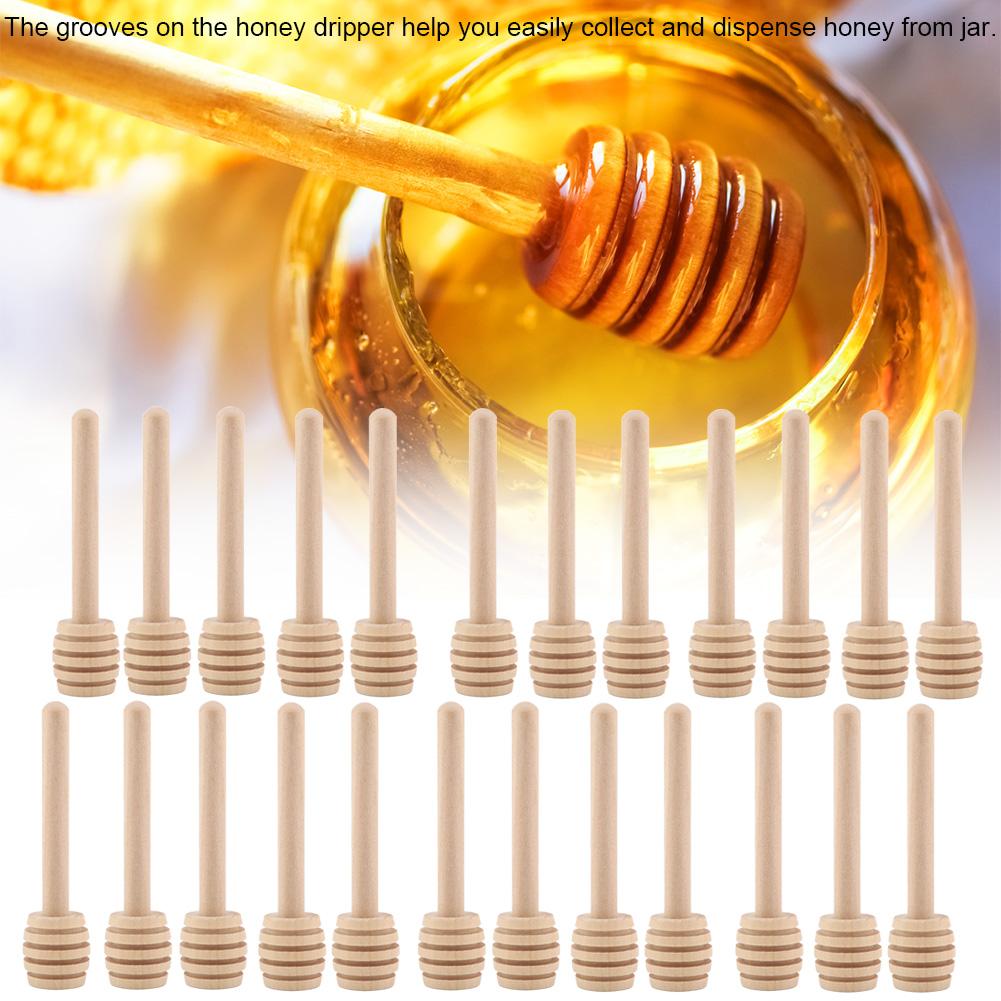 24 KS Dřevěná Lehká Naběračka na Med Míchací Tyčinka