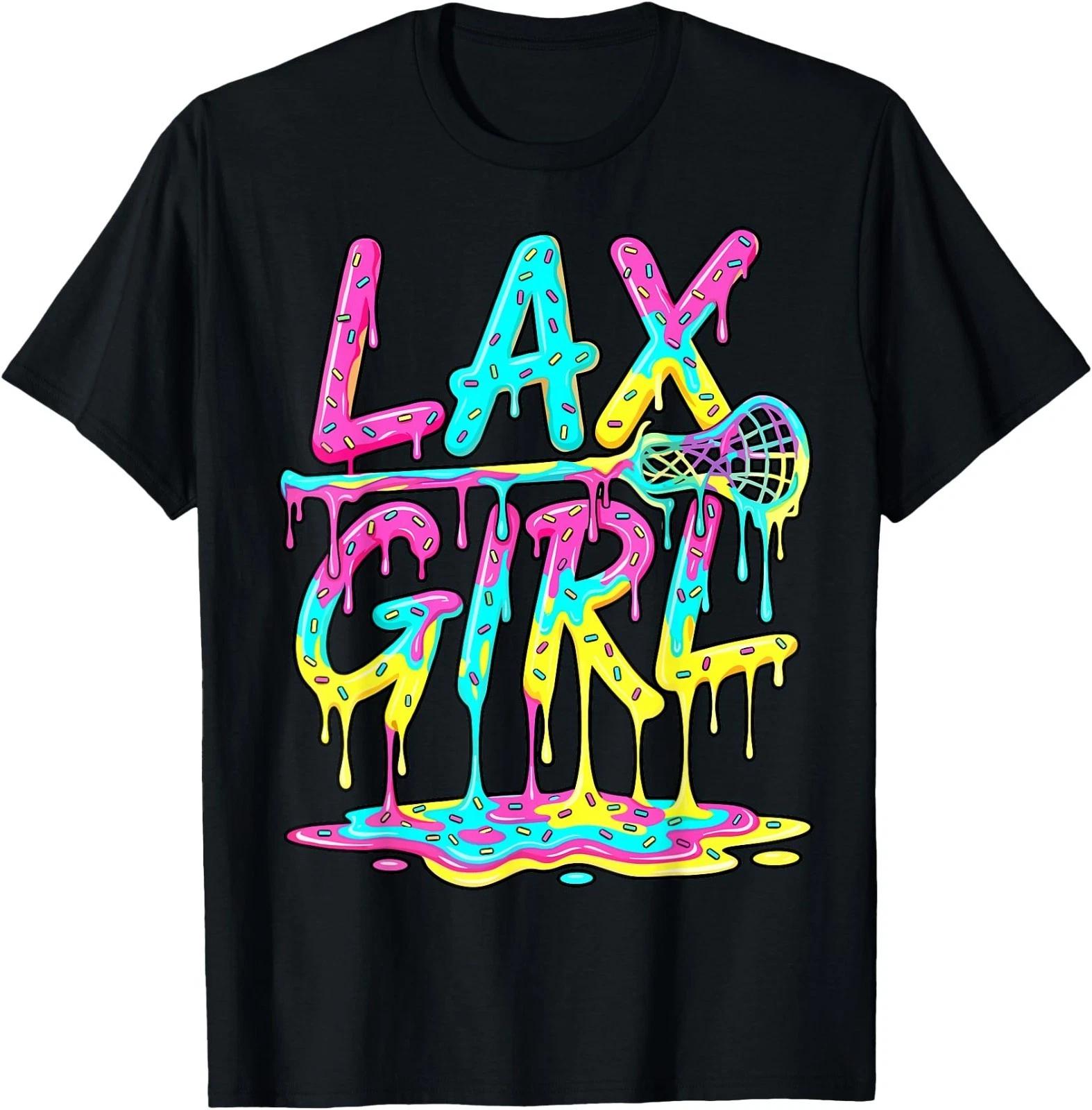 Lax Girl Lacrosse Ice Cream Funny Drip T-Shirt 3XL