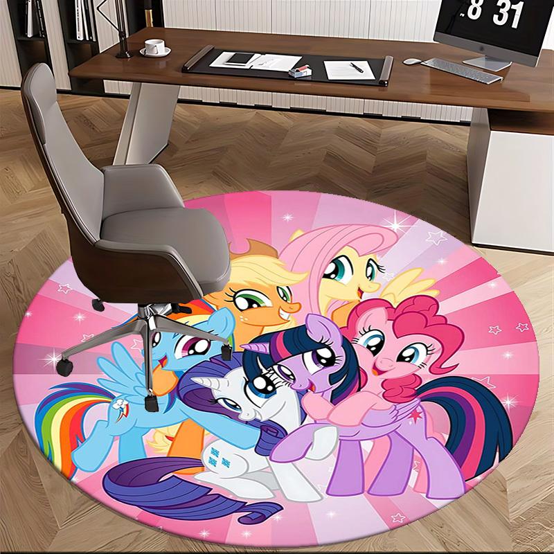 1pc My Little Pony Friendship is Magic Round Carpet Anime Cartoon Design, Office Chair Mat, NonSlip Rug for Home Decor, Living Room, Bedroom