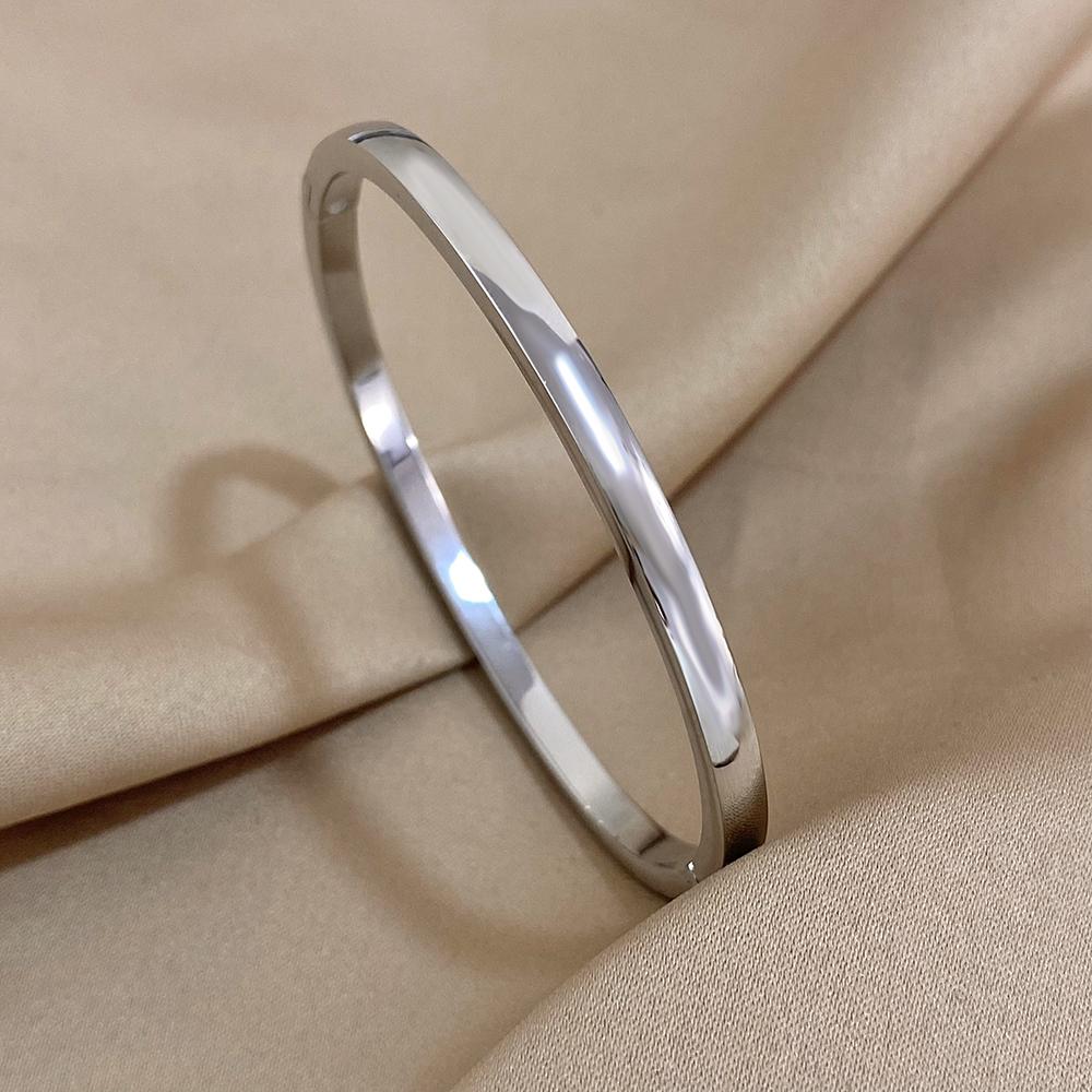 Greatera Jednoduchý Tenký 4mm Široký Náramek Manžeta Nerezová Ocel Originální Design Růžové Zlato/Stříbrná Barva Pánský Dámský Náramek Dárky Nový