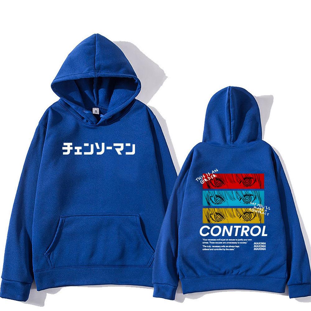 Chainsaw Man Manga Kontroll Makima Hoodie Män Tryck Harajuku