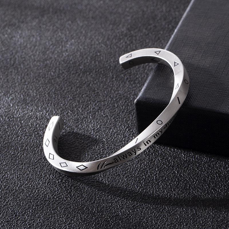 Браслет-манжета открытый, титановая сталь, витой, в скандинавском стиле, унисекс, для пары