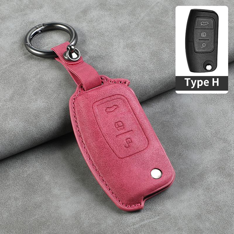 Leather Car Flip Key Case Cover Shell For Ford Focus 2 3 Ecosport C-Max S-Max Ka Mondeo Kuga Galaxy Fiesta Keychain Accessories