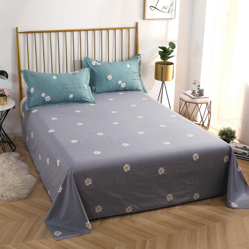 Simple Cotton Bed Sheet for Double Bed - Suitable for Summer & Student Dormitory, 40 Count, All Seasons