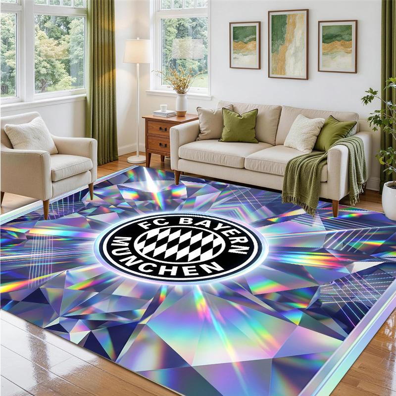 FC Bayern München Design Kristall-Samt Teppich Weiche Dekorationsmatte für Schlafzimmer Eingang