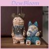 Wooden Cat Figurine Modern Minimalist Office Desk Decor Gift For Home And Work