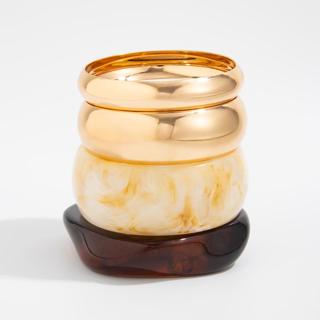 Fashion Smudge Acrylic Wide Bracelet Bracelet Exaggerated Irregular Plain Ring Resin Bracelet Female