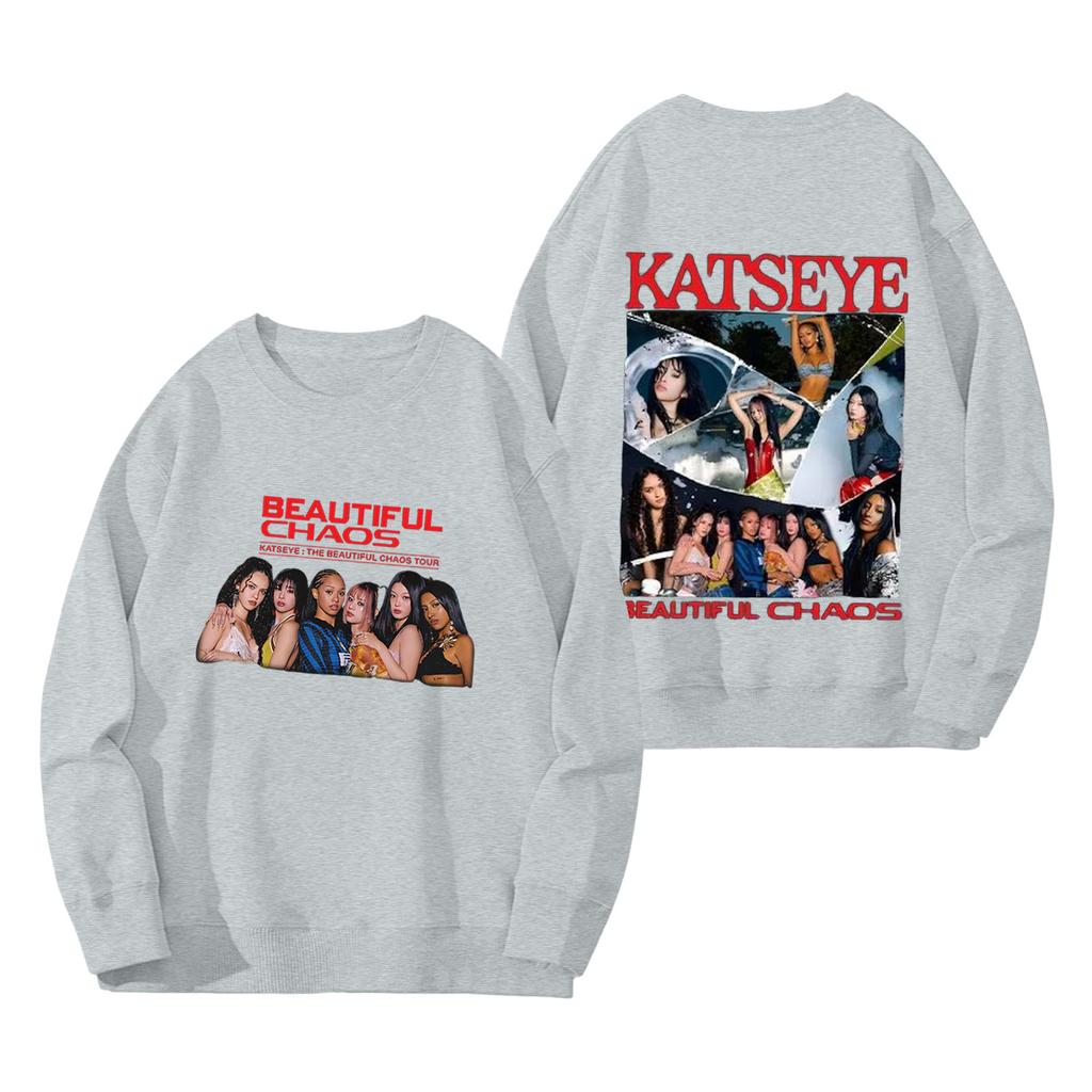 Women's Fashion Long Sleeve Print Round Neck Loose Pullover Sweater Top