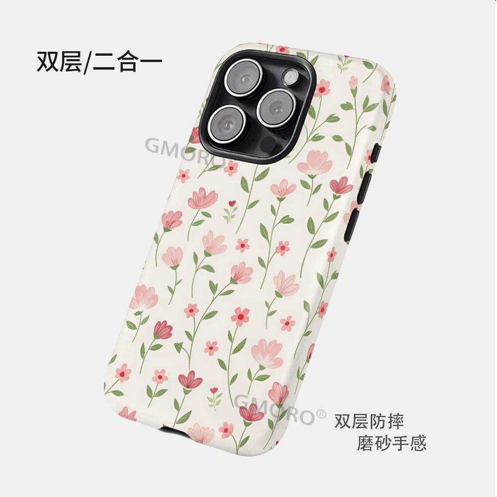 Gentle and fresh floral magnetic mobile phone case for foreign trade Apple 17promax heat transfer film 16 protective case