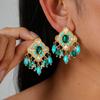 Diamond-shaped Water Drop Tassel Earrings, Palace Style, Exquisite and High-end Earrings