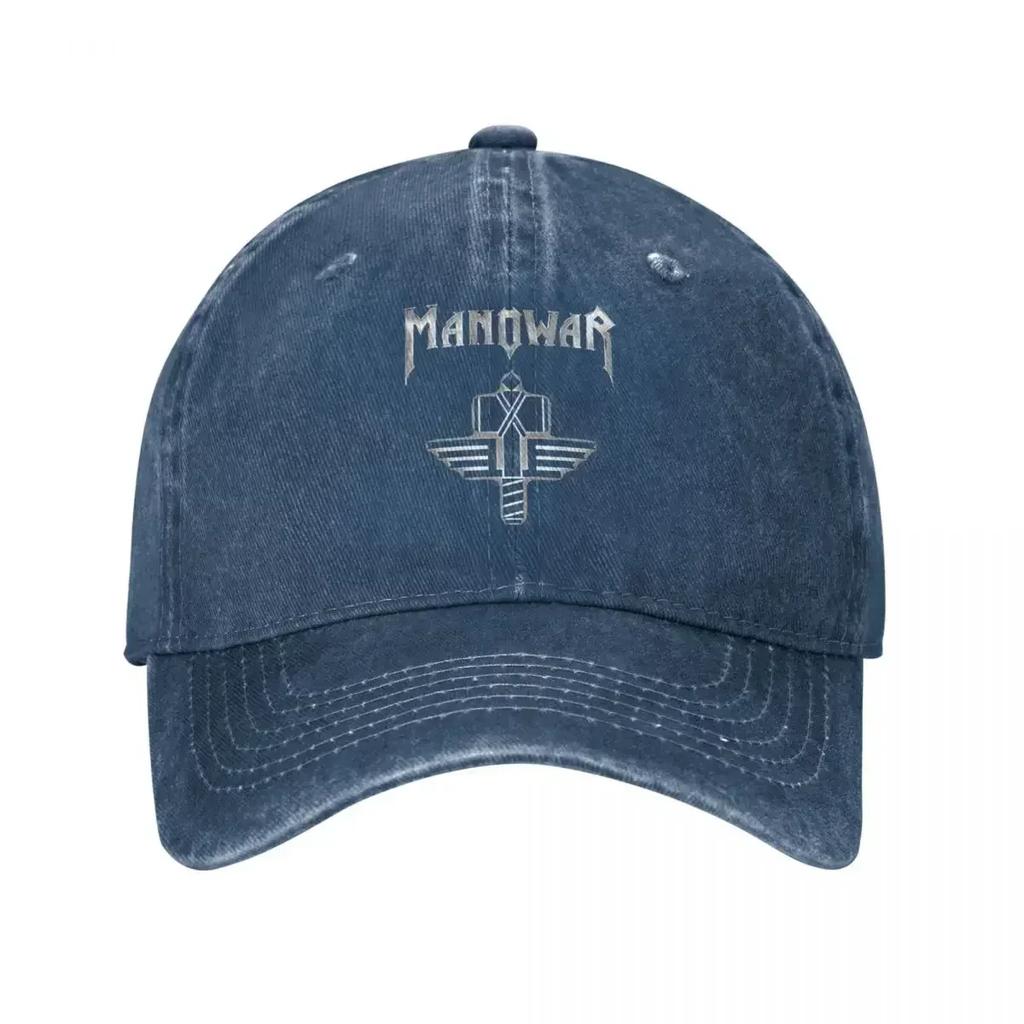 Vintage Manowar Rock Baseballkappe Unisex Used Denim Gewaschen Snapback Musik Outdoor Workouts Unstrukturiert Weich s Hut