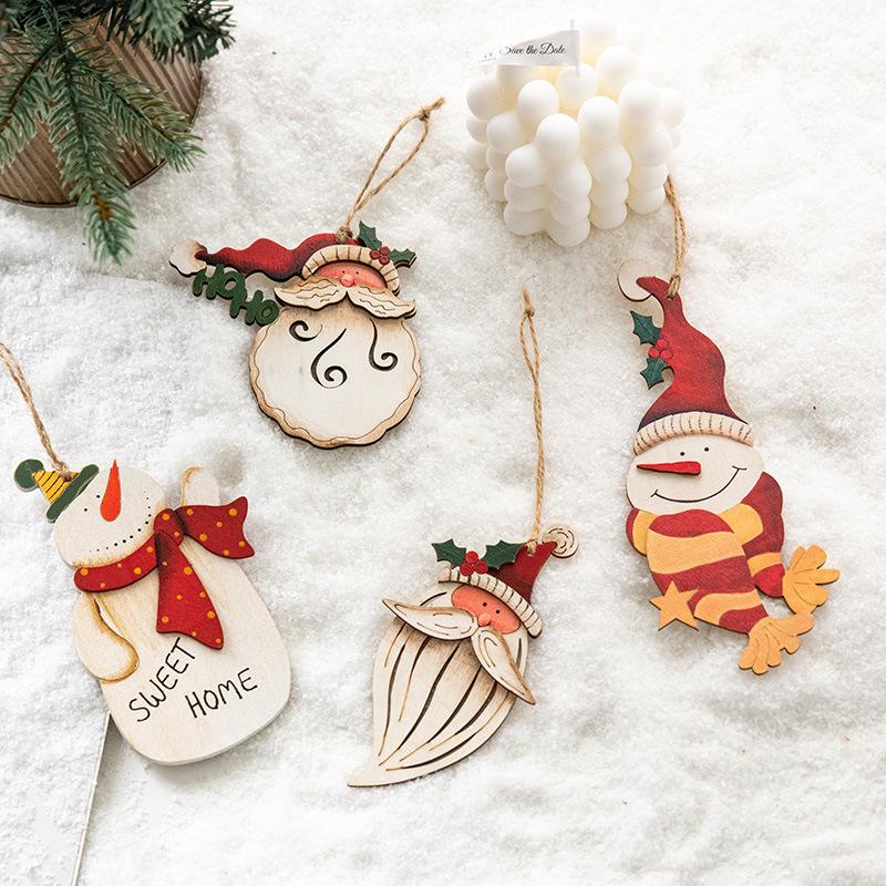 NUCHI Luminous Wooden Christmas Tree Ornaments - Small House Pendant Decorations