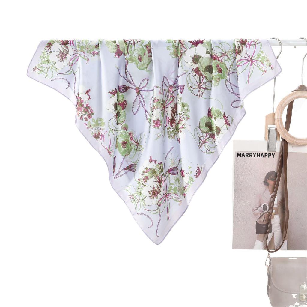 Romantischer Seidenschal für Damen: Vielseitiges bedrucktes Hals- und Haaraccessoire zum Sonnenschutz