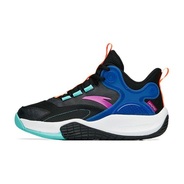 Anta Anti-Slip Durable Basketball Shoes Kids Sneakers Black Blue A312231112-1