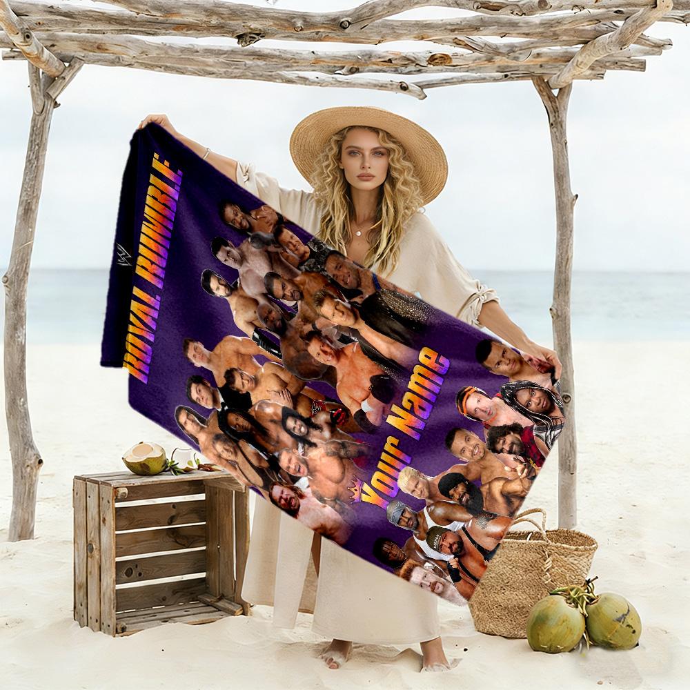Royal Rumbl Customized Name Beach Towel Super Soft Microfiber Quickdry Fabric Portable for SwimmingBeachCamping Travel Beach AccessoriesGym