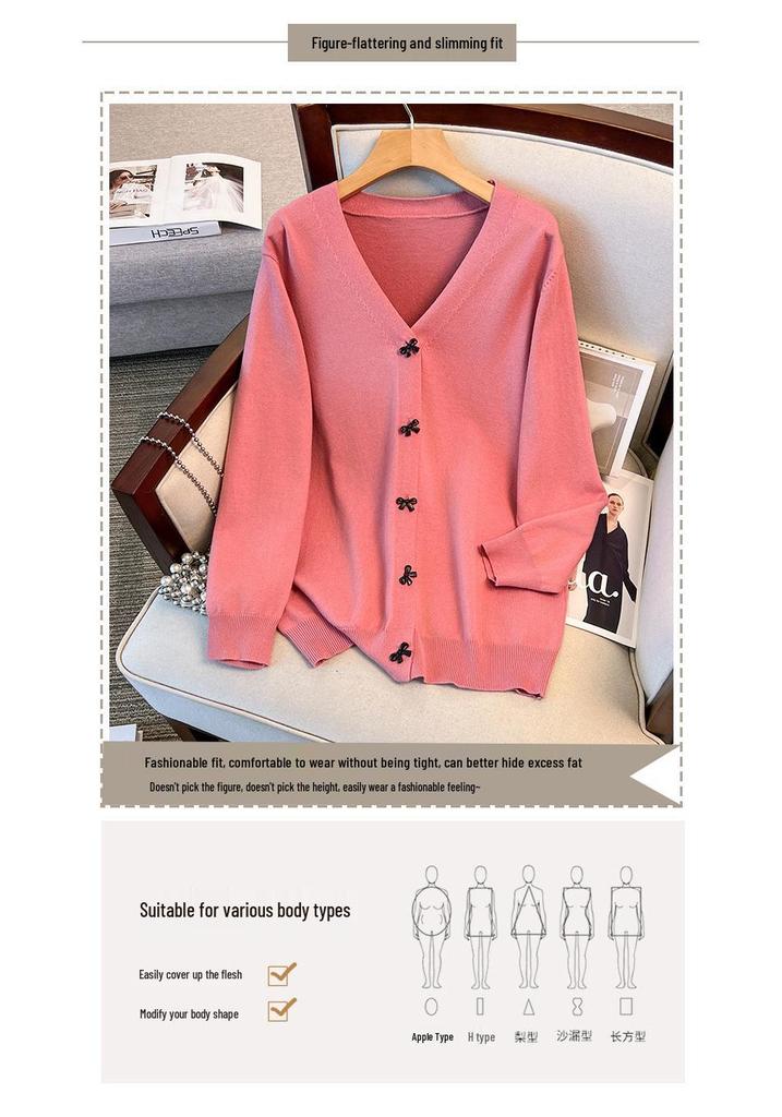 Plus Size Women's Loose Knit Cardigan Sweater, Bust 150-160, Fits 200-350 lbs - Style 8506