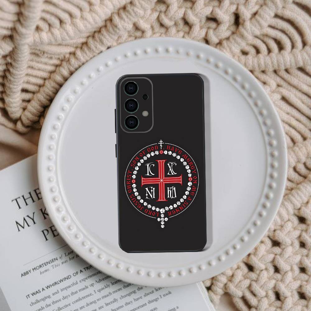 Orthodox Cross Icon Church Phone Case For Samsung Galaxy A20,A21s,A22,A31,A32,A52,A53,A72,73,A80,Note,J,S Soft Black Cover