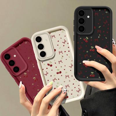 Do Samsung S25 S24 Ultra S23 A16 A15 A55 A35 A54 A56 A36 Wzór wiśniowy Odporny na wstrząsy Ochrona obiektywu Matowy Miękki Silikonowy Etui Anty-Upadek