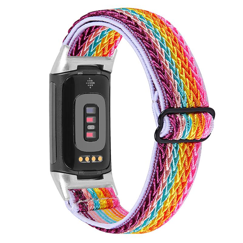Pružné nylonové pásky Solo Loop, nastavitelné pletené sportovní elastické popruhy pro Fitbit Charge 6/5