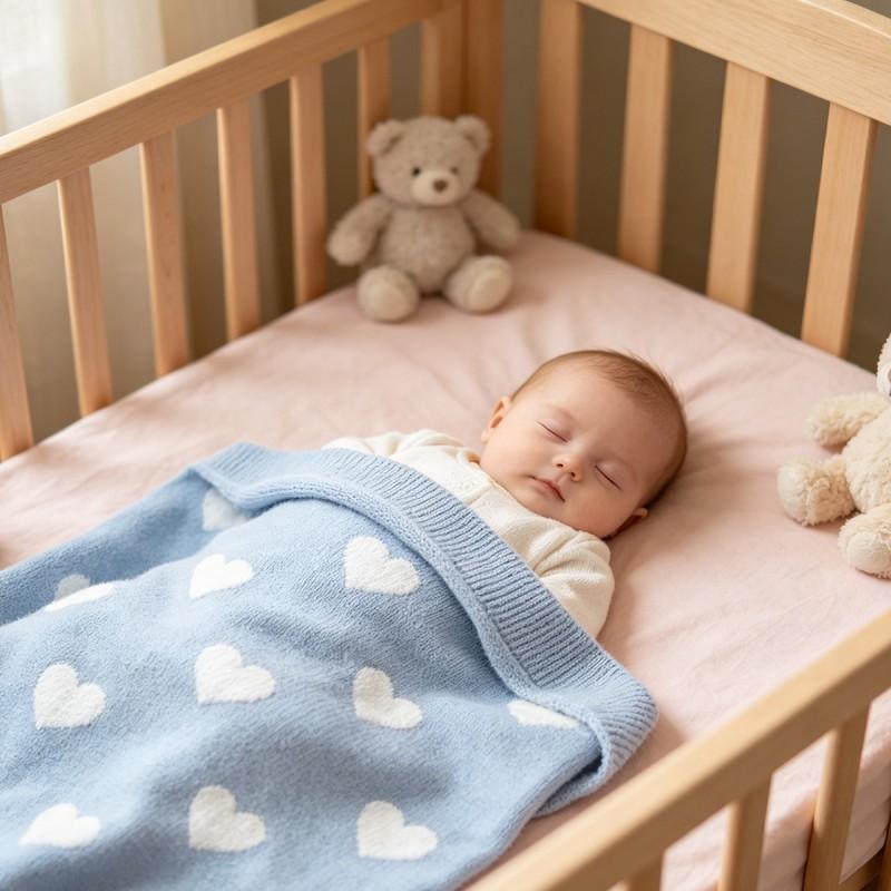 Soft Knitted Baby Love Heart Blanket Stroller Crib Car Seat Toddler Swaddle Wrap Lightweight Air Conditioner Throw