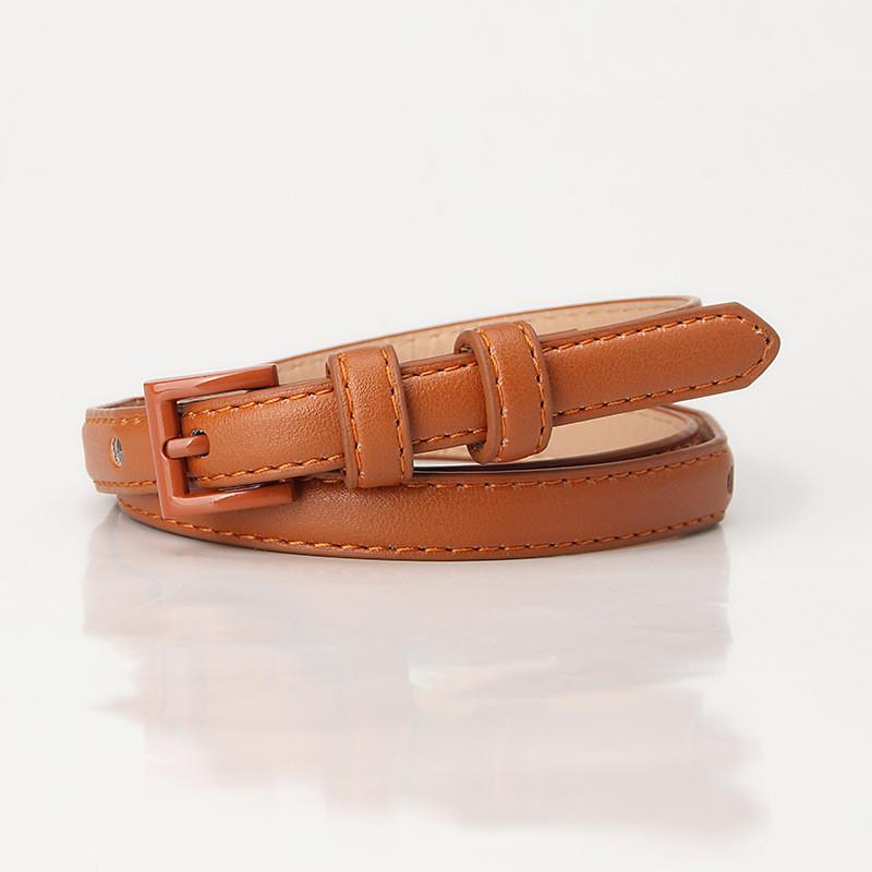 

Slim Faux Leather Waist Belt For Women With Alloy Pin Buckle For Fashion And Casual Use Brown