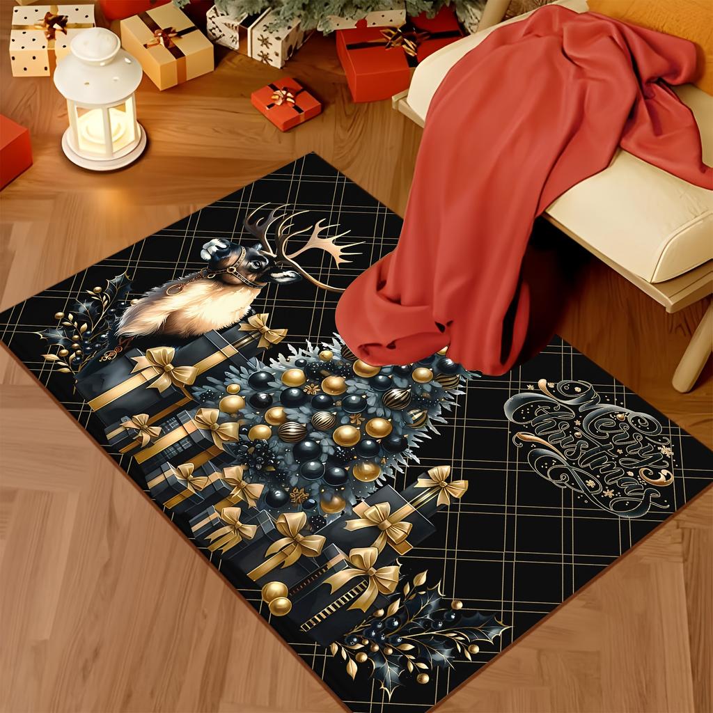1Pcs Anti Fatigue Kitchen Rugs Merry Christmas Tree Waterproof Non-Slip Thick Cushioned Kitchen Mat Heavy Duty Comfort Standing Mat for Kitchen