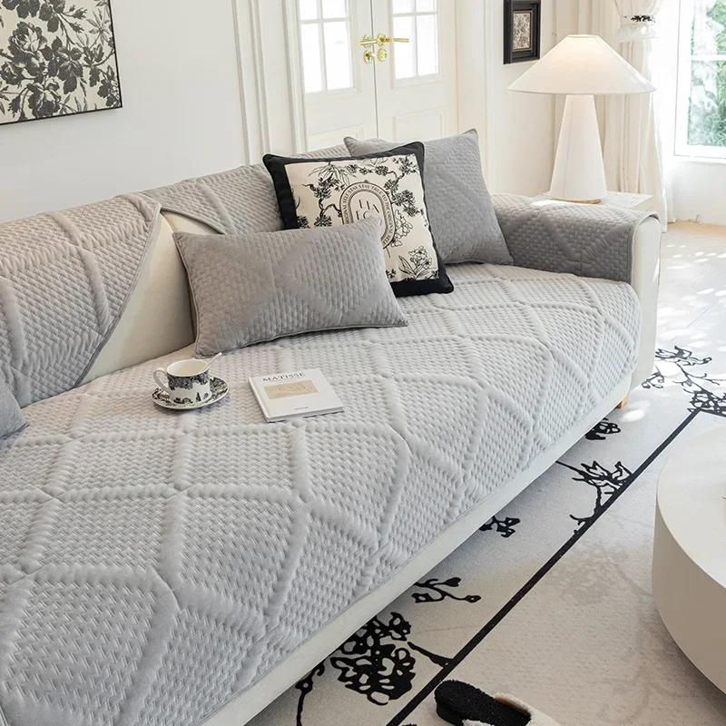 Velvet Sofa Cover Adjustable Sofa Seat Cover Living Room Sofa Covers Quilting Sofa Pad Removable Slipcover Nordic Couch Covers