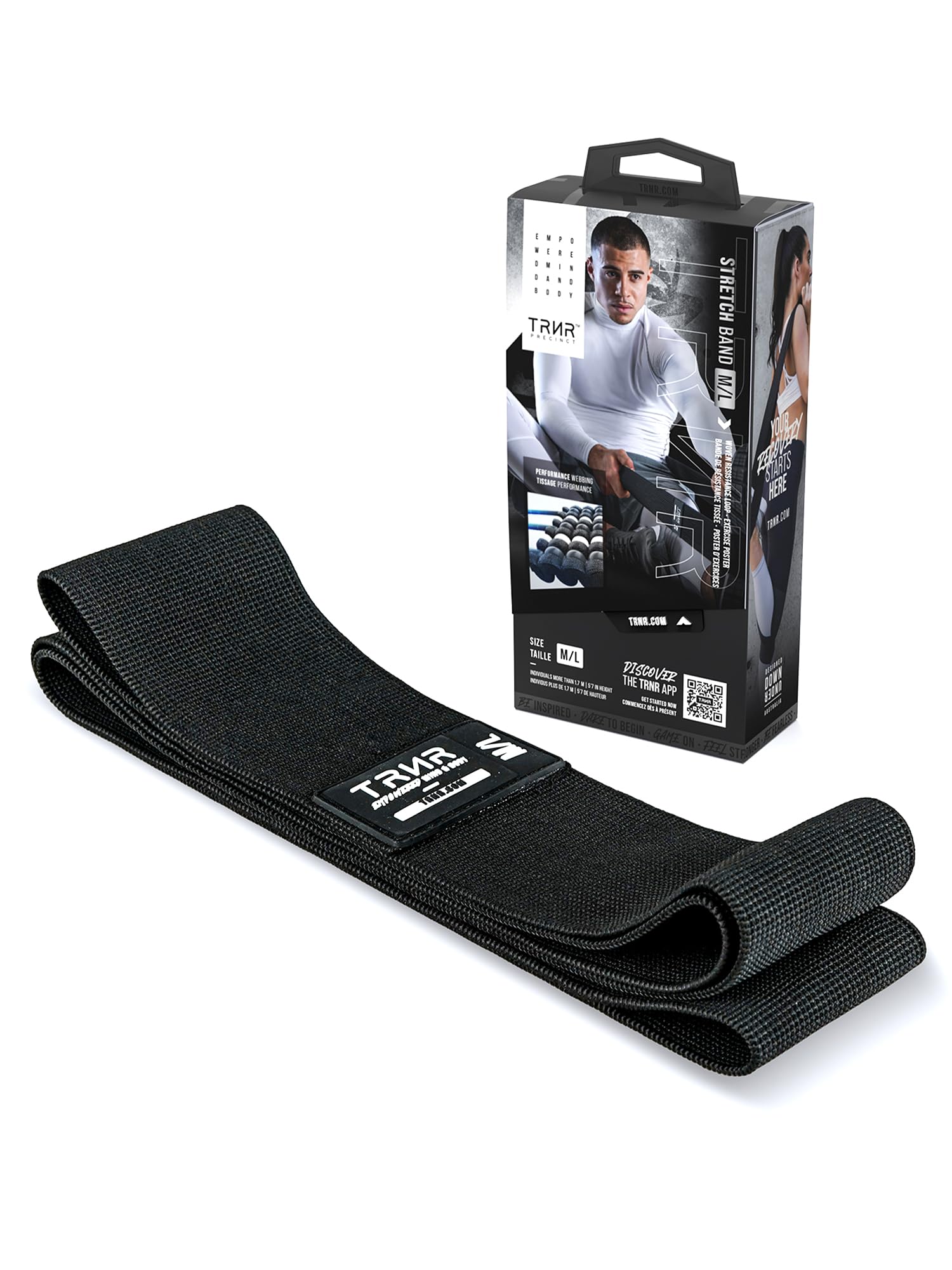

TRNR Trainer Training Bands (Single/Maximum Strength) Stretch Bands for Strength Training, Strong Elastic Exercise, Black, M-L Size