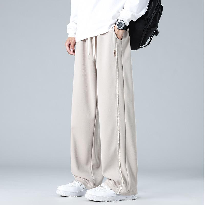 Trendy Sporty Sweatpants for Men, American Retro Straight-leg Casual Long Pants, Basic Style, Versatile Wide-leg Pants