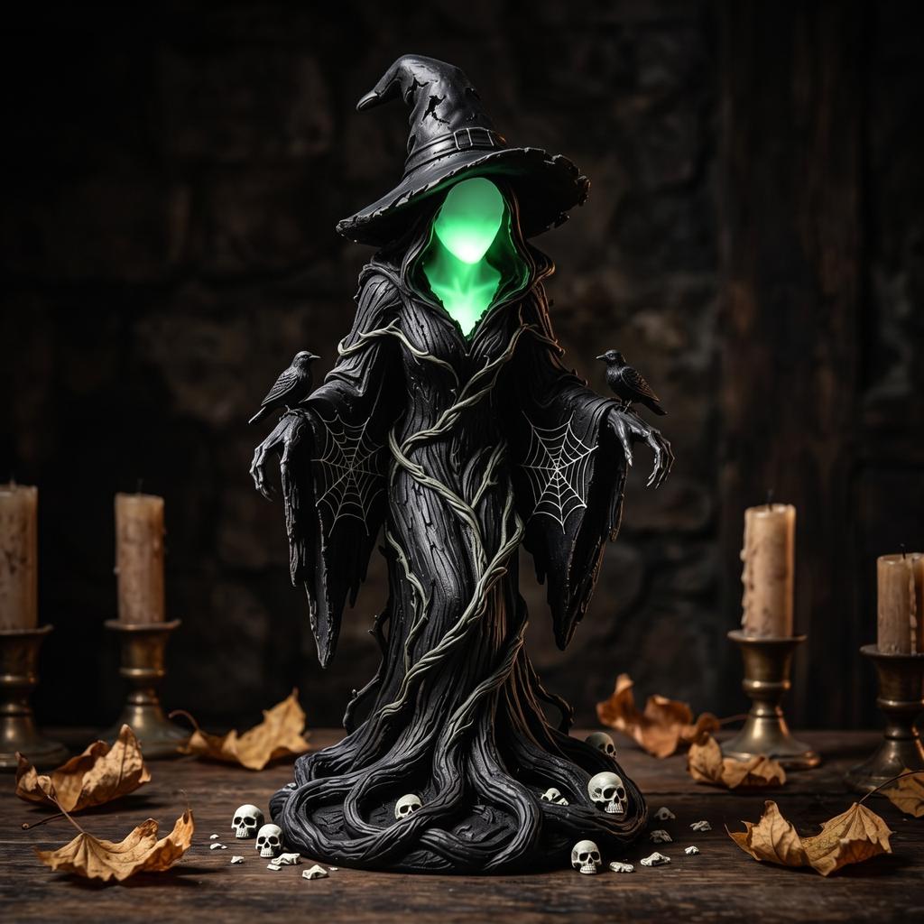 Halloween in the Dark Resin Witch Figurine for Outdoor Yard Decor - Garden Statue