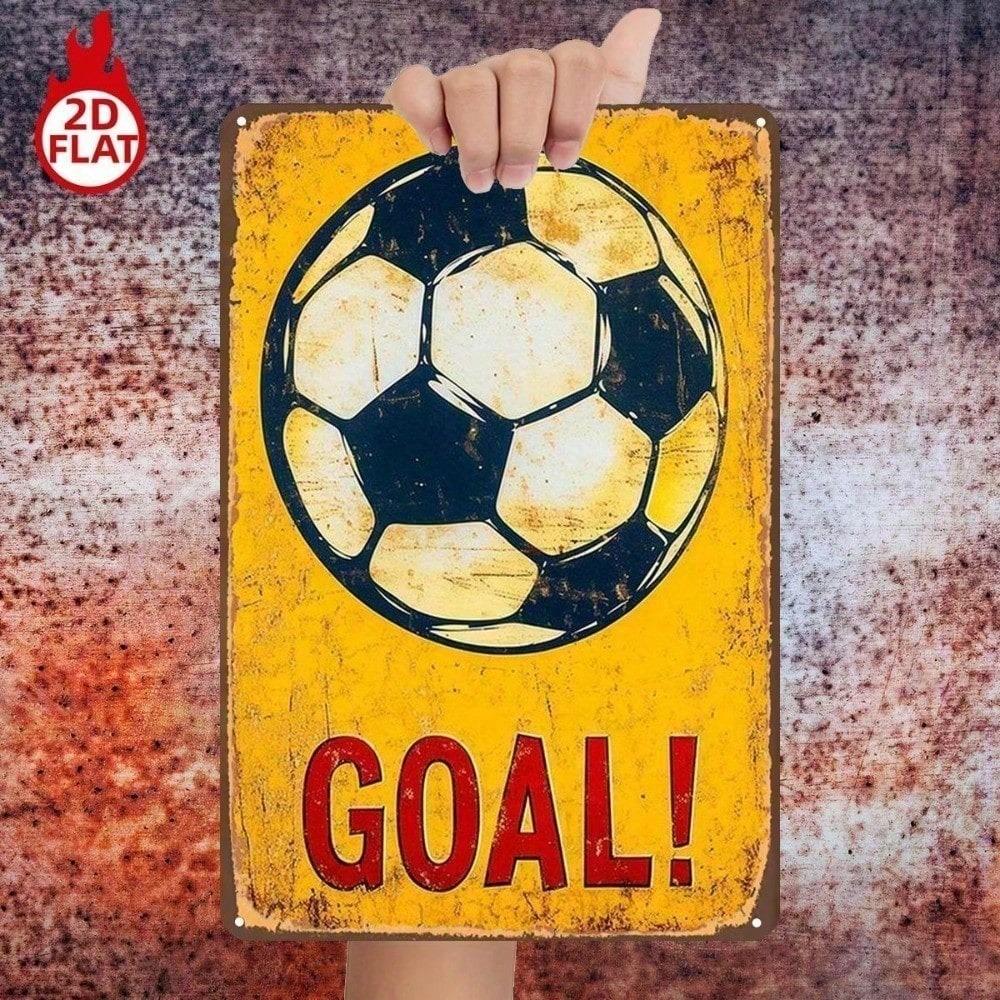 Vintage Soccer Ball Metal Tin Sign 8x12 Inch Retro Football Wall Decor for Home Bar Garage Man Cave