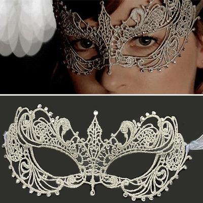 Halloween-oogbedekking Prachtig kanten halfgelaatsmasker met strassdecoratie voor feest-cosplay-podiumaccessoire