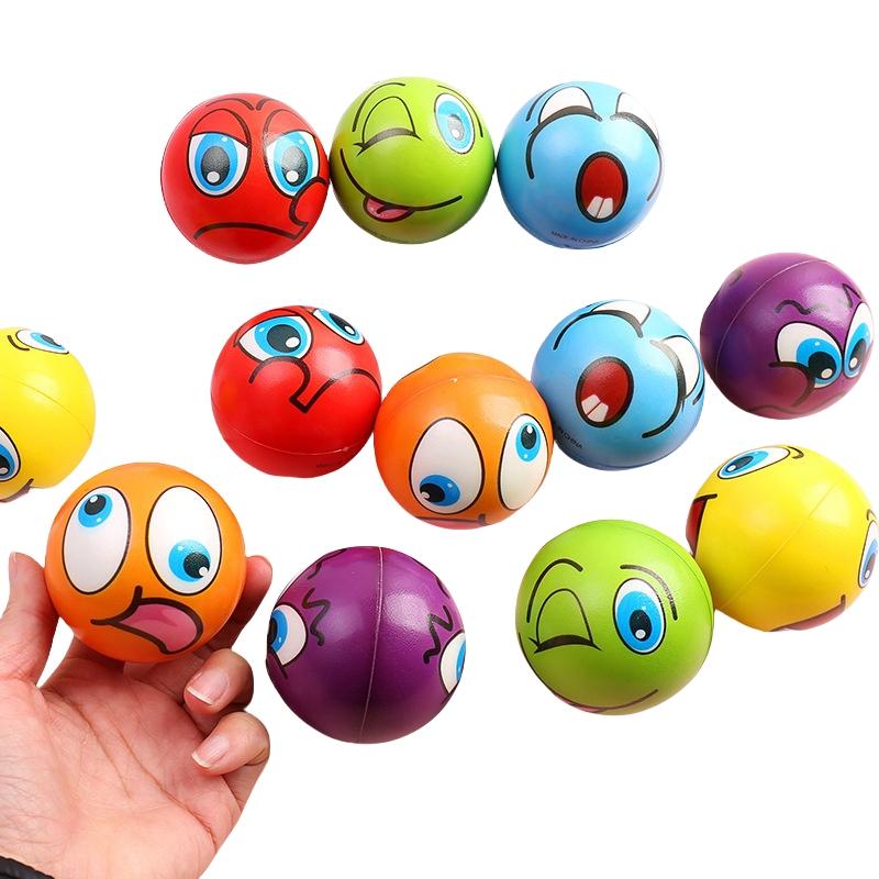 12Pcs Anti Stress Pu Ball Toy Relief Grimace Smiley Laugh Face Pinch Foam For Kids Soothing Wrist Squeeze Movement Balls Toy