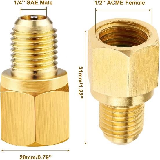 Vacuum Pump Adapter, Refrigerant Tank to Fitting Adapter, 1/2’’ Female to 1