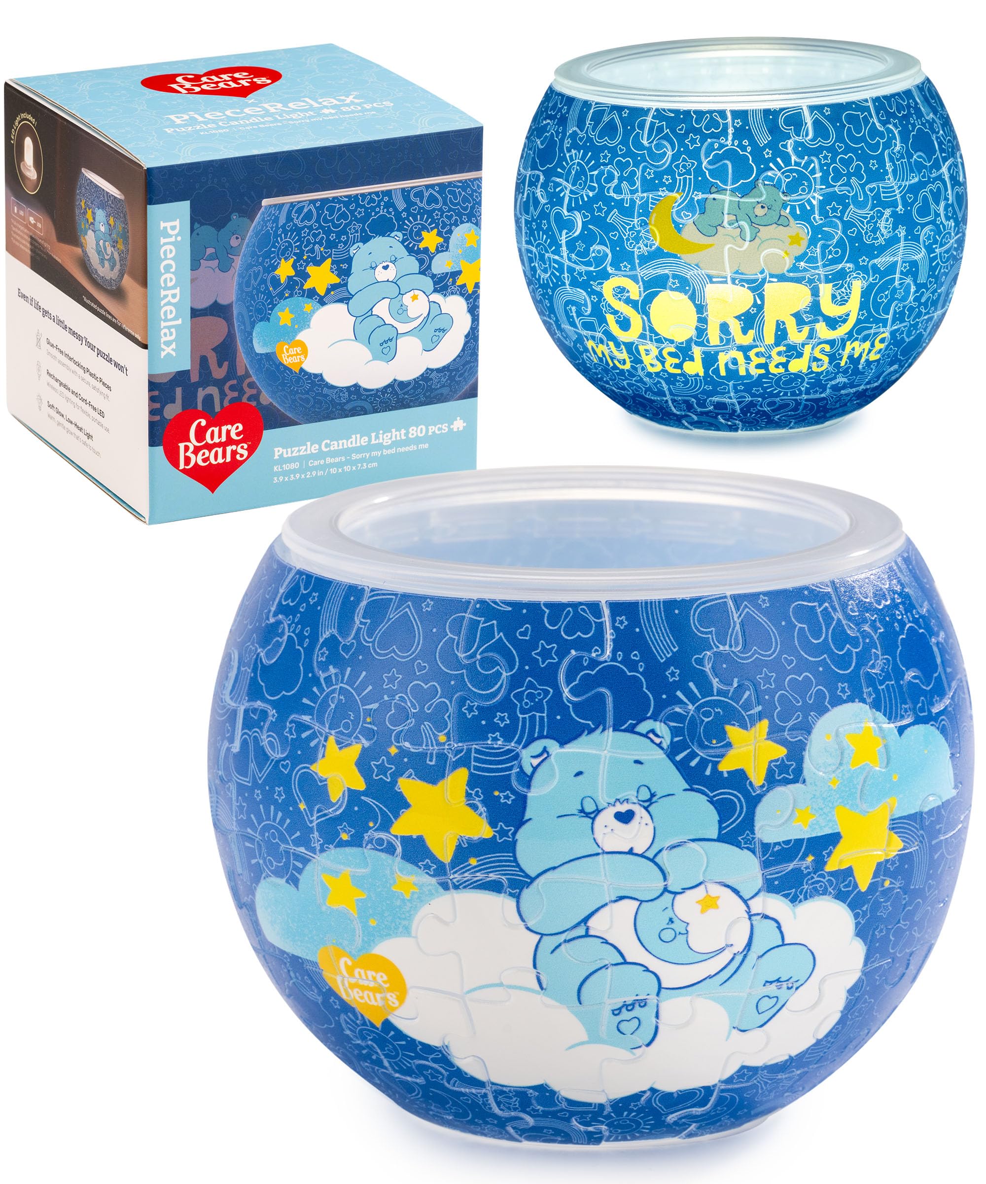 

PieceRelax Candlelight Puzzle Bears Sleepy Plastic 3D Jigsaw Puzzle Gift Exchange Halloween Party Decoration 80-Piece [Care - Bear] (10x10x7cm)