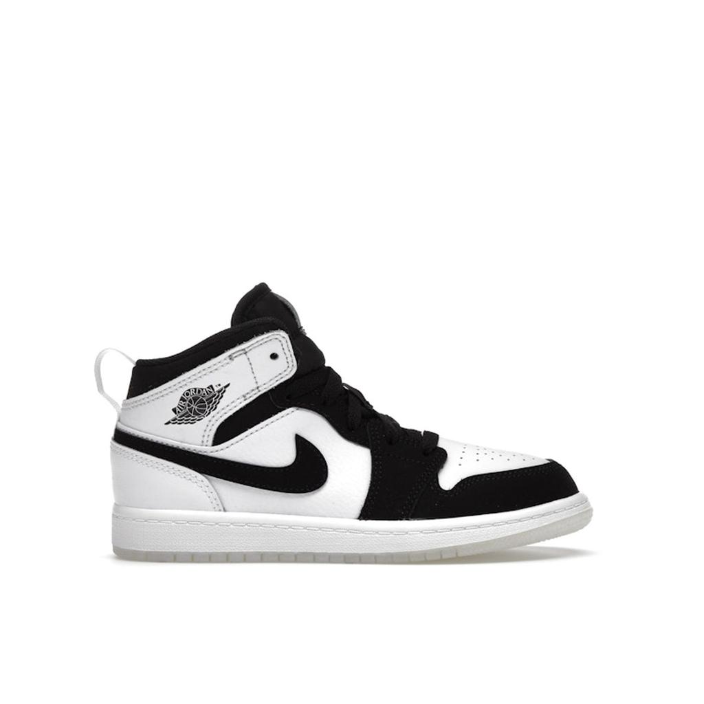 Air Jordan 1 Mid SE PS Diamond Kids Sneakers White Multi-Color Black DN4323-100