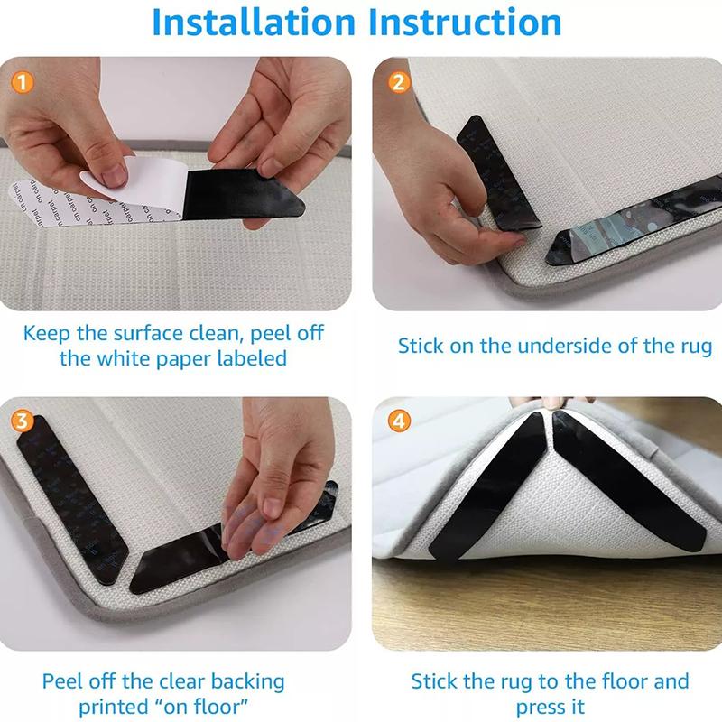 Dual Sided Washable Removable Rug Stopper Non Slip Adhesive Prevent Curl for Hardwood Floors Grip Carpet Corners