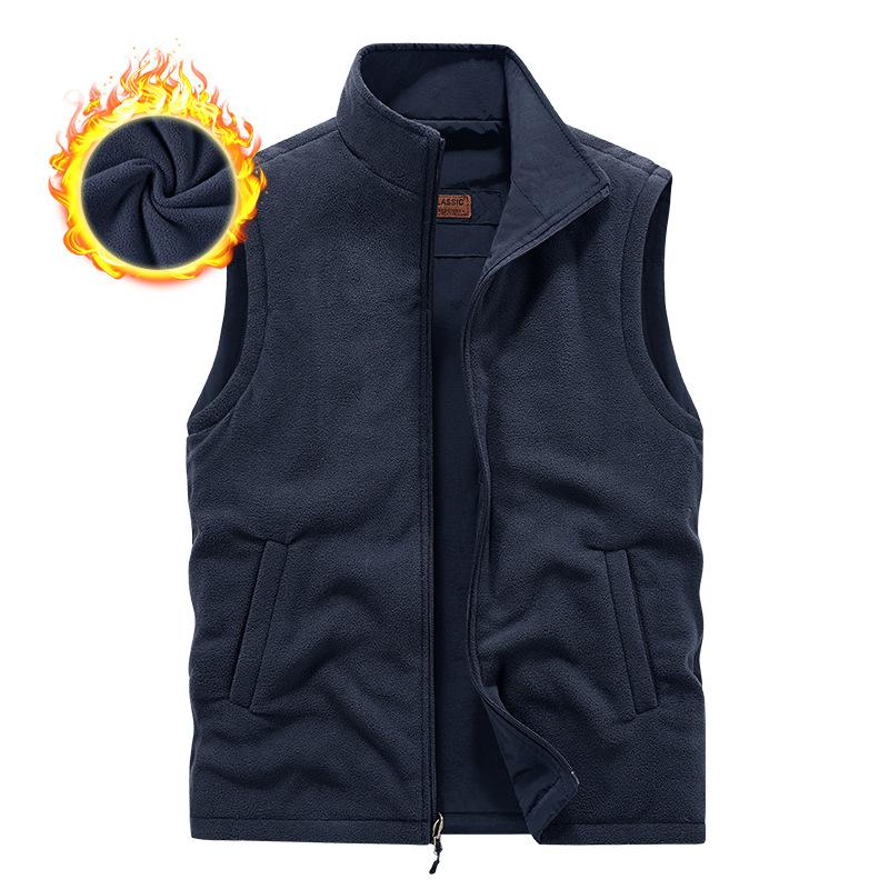 New Men's Casual Plus Velvet Double-sided Vest In Autumn and Winter Multi-bag Photography Vest Outdoor Vest Thermal Jacket