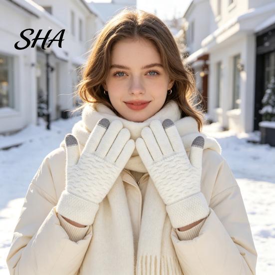 Versatile Outdoor Sports Gloves 1 Pair Winter Warm Fleece Lined for Women Men, Cold Soft Acrylic Accessories Weather Thermal Gloves, Thickened
