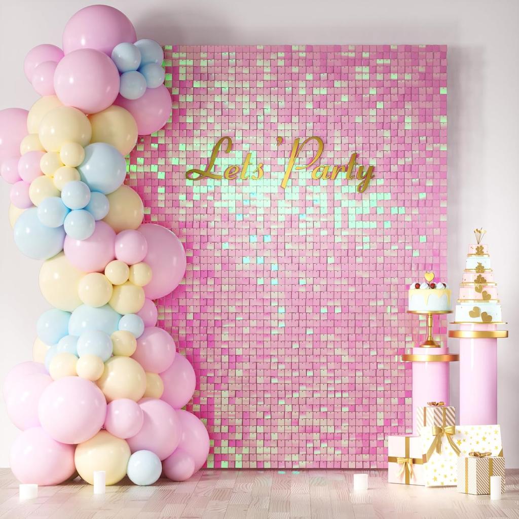 18-72PCS Shimmer Wall Backdrop Square Sequin Shimmer Backdrop Panel Party Photo Backdrops for Wedding Anniversary Birthday Decor