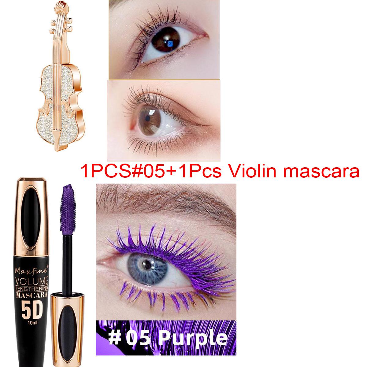 5D шелковая тушь для ресниц, удлиняющая 5 цветов, наращивание ресниц, кисть для ресниц, водостойкая косметическая кисть для макияжа фиолетовый