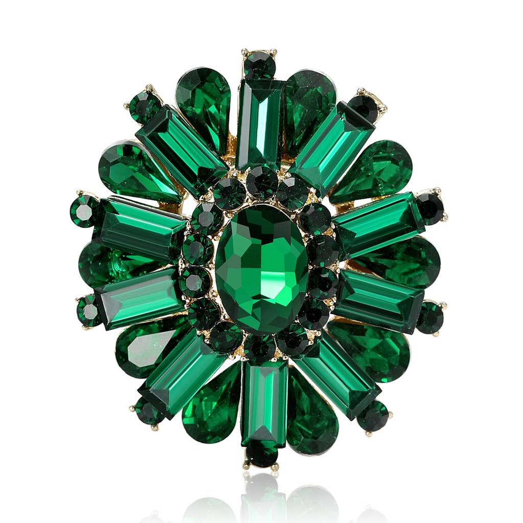 Vintage Crystal Flower Brooch for Women Unisex Rhinestone Pins Casual Party Accessories Gifts
