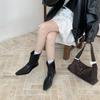 2025 new retro brown short boots women's small square head versatile low heel short sleeve thin boots